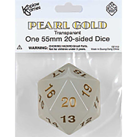 55mm Transparent D20 Countdown die - Pearl Gold [KOP18671]