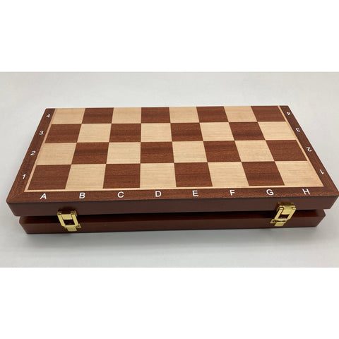 Chess Set - 15" Folding Wood Chess Set with Alpha Numeric Chess Board